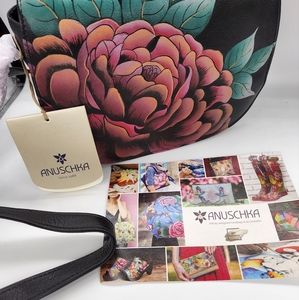 NWT! Anuschka crossbody bag Artisan hand painted floral Anna bag Genuine leather